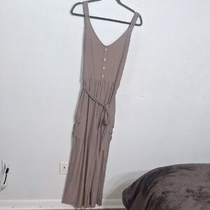 Derek Heart/ Taupe Sleeveless Pant Jumpsuit- W Sz Large